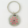 Pewter Women of Faith Keychain - Pink Flower 