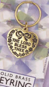 Brass Heart Keychain - The Lord Bless Thee 